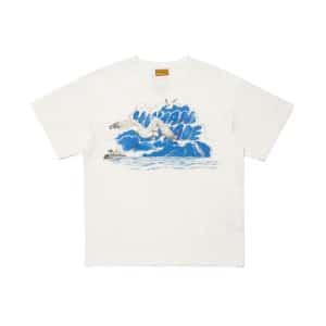 Human Made White Tee with Blue Heart Back Logo Print