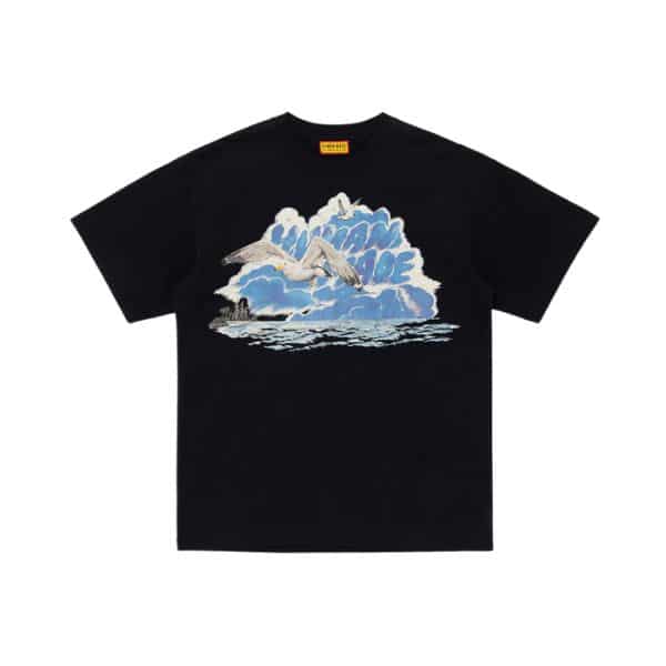 Human Made Black Tee with Ocean Bird Cloud Graphic Print Human Made Black Tee with Ocean Bird Cloud Graphic Print
