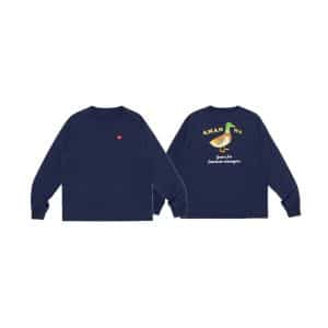 Human Made Navy LS Tee with Duck Graphic and Heart Logo