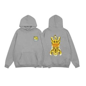 Human Made Tiger Graphic Grey Hoodie - Front & Back Print