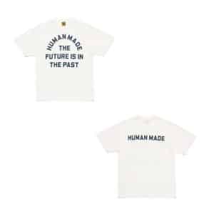 Human Made White Tee with Blue Future Past Typography