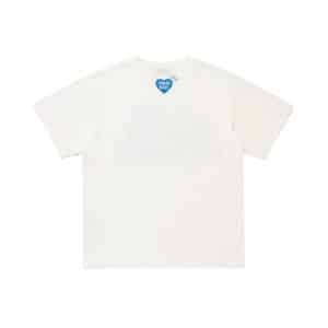 Human Made White Tee with Blue Heart Back Logo Print