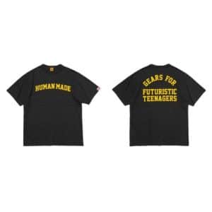 Human Made Black Cotton T-Shirt Futuristic Teenagers Yellow