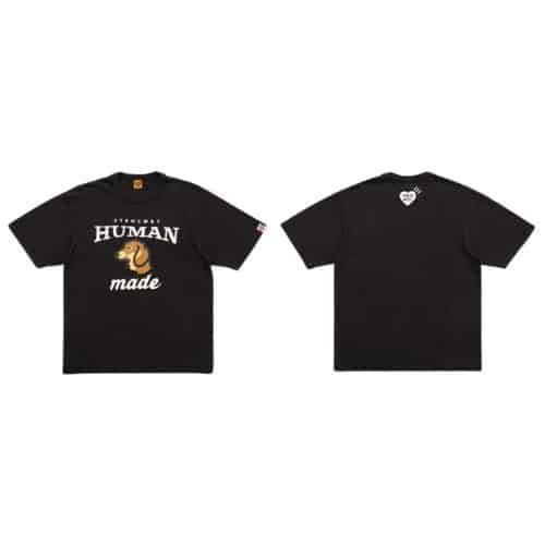 Human Made Black Cotton T-Shirt with Brown Dog Print Graphic Human Made Black Cotton T-Shirt with Brown Dog Print Graphic