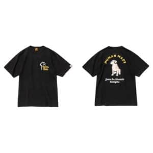 Human Made Black Cotton T-Shirt with White Dog Back Print
