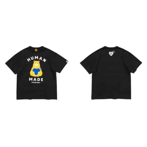 Human Made Black Cotton T-Shirt with Yellow Blue Bear Print Human Made Black Cotton T-Shirt with Yellow Blue Bear Print