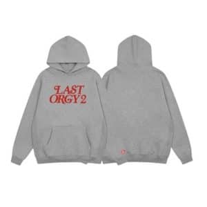 Human Made Grey Cotton Hoodie with Last Orgy 2 Text Print