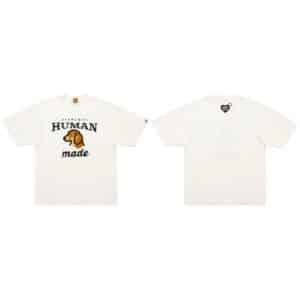 Human Made White Cotton T-Shirt with Brown Dog Head Graphic